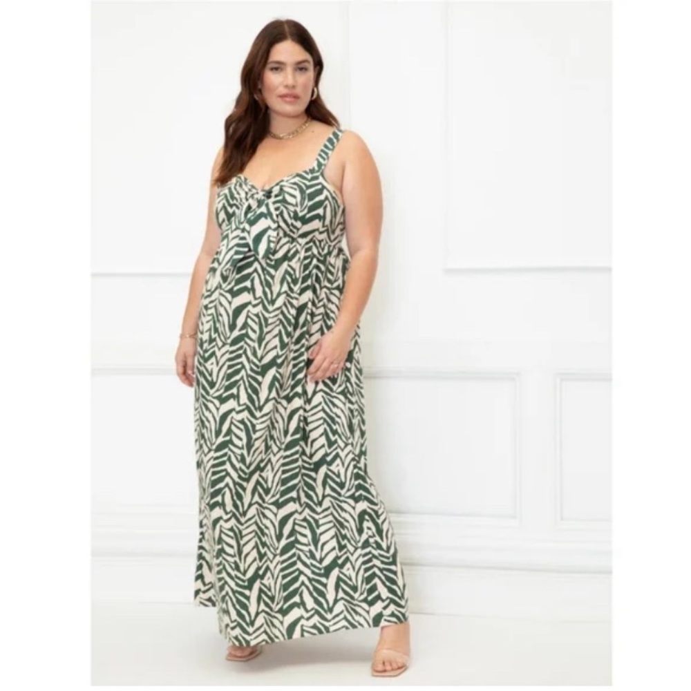 NWT Eloquii Elements Tie Front Tank Dress in Animal Interrupted-Green